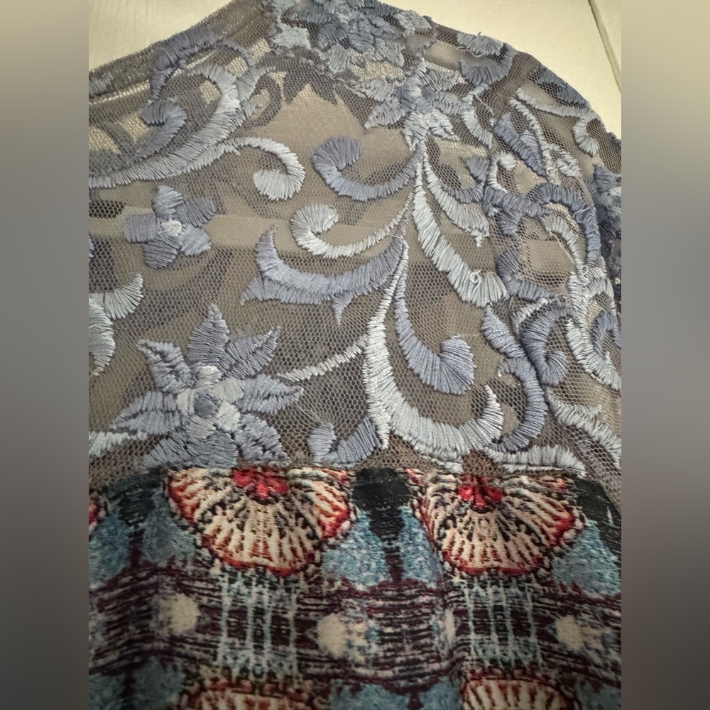 Chic Blue And Multicolor Patterned Mini Dress - image 5